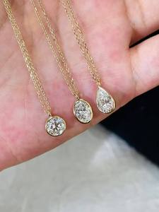 Luxury 925 <b>Silver</b> And 14k 18k <b>Solid</b> Gold Lab And Moissanite Diamond Cvd Jewelry Single Teardrop Pear Pendant <b>Necklace</b> - Product Image 2