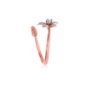 Luxury Rose Gold Butterfly Open <b>Ring</b> with Pear Cut Lab Grown Diamond Pave Butterfly <b>Adjustable</b> Women's Fashion Jewelry - Product Image 4