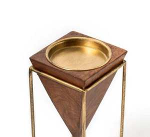 Quemador de Incienso de Madera Hecho a Mano con Forma de Pirámide, con Cuenco de Latón y Base Metálica, Decoración para el Hogar, Calidad de Exportación - Product Image 6