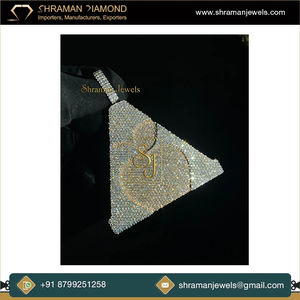 SHRAMAN JEWELS Collar Unisex HipHop de Plata 925 con Colgante Geométrico Triangular Chapado en Rodio de Dos Tonos y Moissanita Helada - Product Image 2