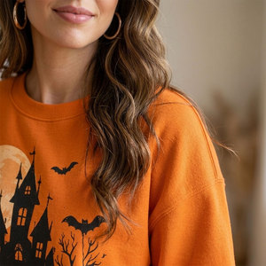Sudadera con hombros caídos para mujer, top oversize económico con estampado de hermoso castillo, servicio OEM. - Product Image 3