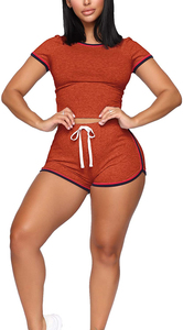 OEM ODM Custom Logo Women's Two Piece Strapless Casual <b>Set</b> Solid <b>Knitted</b> Polyester Cotton Summer Fashion Crop Top Knee-Length - Product Image 4
