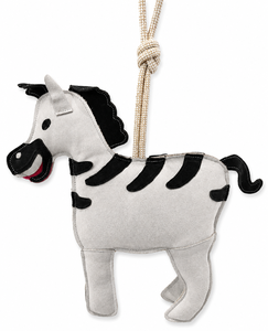 Juguete de Cebra para Caballos de Cuero Suave y Duradero de Horsekraft, Fabricante Indio, con Cuerda Flexible y Segura, Color Gris Claro, en Caja - Product Image 4