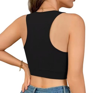 Custom Wholesale Women Ribbed Crop Tank U Neck <b>Low</b> Neckline Soft Stretch Slim Fit Fitness Camisole Casual Sports - Product Image 6