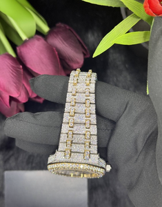 Luxury Square Quartz 20mm Leather Strap <b>Skeleton</b> Moissanite <b>Watch</b> | Fashion Iced Out Presidential | Wholesale Diamond Tester - Product Image 3