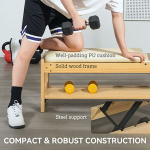 Banco de Ejercicios Ajustable de Madera con Soporte para Mancuernas, Plano o Inclinado, para Gimnasio en Casa, Blanco, Banco y Soportes para Levantamiento de Pesas - Product Image 6