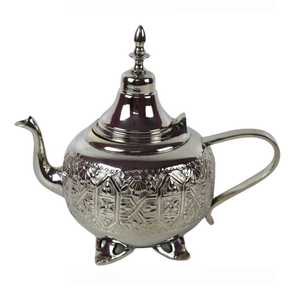 Textured <b>Silver</b> Teapot with Diamond Pattern Rounded Body Curved Spout Hinged Lid Polished Finish Handcrafted Traditional Vintage - Product Image 3