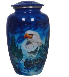 Urna Funeraria de Metal Hecha a Mano Moderna con Diseño de Águila para Cenizas de Adultos - Urna Conmemorativa Grande para Hombres y Mujeres - Product Image 1