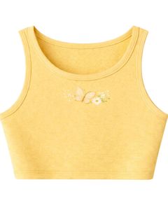 ชุดเซ็ตสองชิ้น เสื้อครอปแขนกุดสีเหลืองลายริบบิ้นสำหรับผู้หญิง และกางเกงขาสั้น ลายดอกไม้ ชุดลำลองฤดูร้อน สั่งทำได้ - Product Image 3