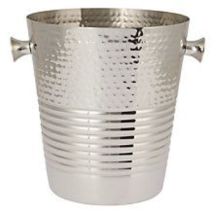 Handcrafted Recycled Aluminum Single Bottle Chiller With Beaded Handles Elegant Silver Mariposa <b>String</b> Of Pearls Ice Buckets - Product Image 4