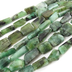 Cuentas Sueltas de Cristal Verde Esmeralda Facetado en Forma de Pepita, 10 Pulgadas, 14-20 mm, para la Fabricación de Joyas, Colgantes, Unidad de Hilo - Product Image 1