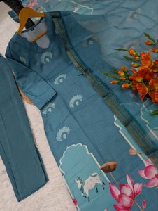 Women's Pure Cotton Salwar Kameez Set AnamiKA <b>Top</b> & Bottom with Duppata Fabric Modern Style Quick Dry - Product Image 6