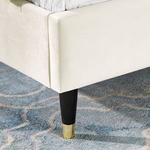 Letto con Piattaforma King-Size Rozitta in Velluto Beige, Letto Imbottito di Lusso - Product Image 3