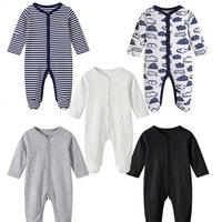 Baby Romper 1pc Gender-Neutral Unisex Footed Romper Print All-Season 0-9 Months Newborn Single Button Closure Cotton Breathable