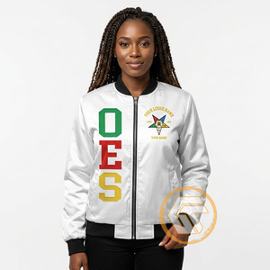 High Quality 100% Silk Satin Eastern <b>Star</b> Embroidered Quilted Waterproof Breathable Varsity <b>Jacket</b> 100% Polyester Filling OES - Product Image 2