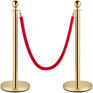 Set di 8 Barriere di Controllo Folla in Velluto Rosso con Pali da 1,5 m - Barriere Dorate - Product Image 1
