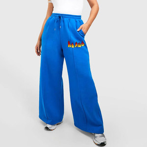 Pantalon de jogging décontracté pour femme, coupe ample, taille haute, avec cordon de serrage, 100 % coton, couleur unie, pour l'hiver - Product Image 1