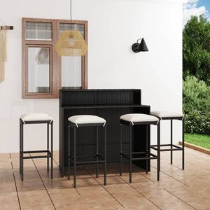 Ensemble de bar de jardin moyen avec revêtements amovibles en rotin PE noir - Product Image 1