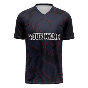 เสื้อฟุตบอลคอวีแบบซับลิเมชั่นสั่งทำพิเศษสำหรับผู้ชาย ระบายเหงื่อได้ดี ลายพิมพ์เรขาคณิต แขนสั้น ผลิตจากโพลีเอสเตอร์ ชุดกีฬา เสื้อฟุตบอล - Product Image 2
