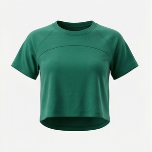 Último Diseño: Camisetas Cortas Básicas Ajustadas para Mujer en Venta, Tops Cortos para Mujer en Colores y Tallas Personalizadas, Ropa de Moda - Product Image 1