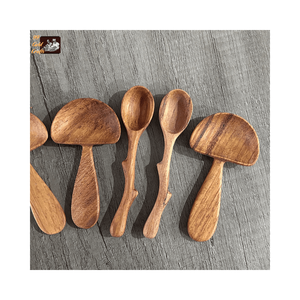 Ensemble de cuillères en bambou biodégradable, design vintage, manche long miroir, ustensile de cuisine écologique, antiadhésif, pour soupe et salade - Product Image 6