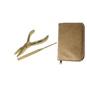 Ensemble d'outils de pose d'extensions de cheveux de haute qualité, couleur or titane, finition miroir, 3 pièces, kit d'extensions de cheveux pour la beauté - Product Image 2