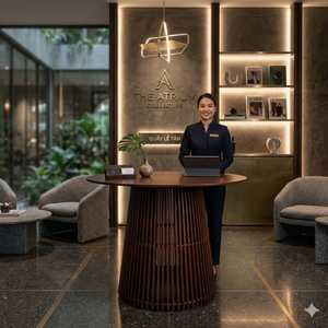 Escritorio de Recepción Moderno e Informal de Madera Contrachapada de Pino Americano y Muebles de Oficina, Escritorios de Oficina - Product Image 1