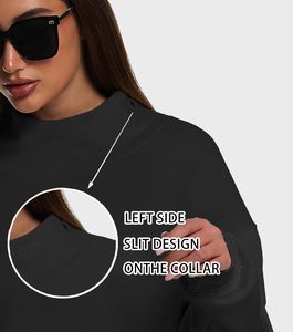 Sweat-shirt à col roulé en polaire surdimensionné pour femmes, coupe ample, pull-over, OEM personnalisé en gros - Product Image 5
