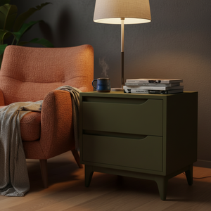 Table d'appoint, table de chevet, table à 2 tiroirs, couleur moderne, design dynamique et moderne, convient aux espaces de vie modernes, design moderne - Product Image 3