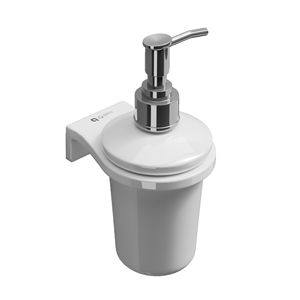 Distributeur de liquides mural assorti, double récipient en verre, support métallique robuste, ensemble d'accessoires de salle de bain, argent - Product Image 1