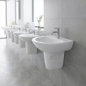 Export Quality Ceramic Bathroom Sanitary Ware Designer Half Pedestal Wash Basin Set By Cera Lavabo Sink Stand - Product Image 2