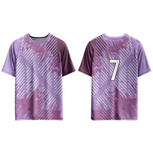 เสื้อฟุตบอลแขนสั้นแบบกำหนดเอง พิมพ์ลายแบบซับลิเมชั่น โพลีเอสเตอร์ 100% คอกลม เสื้อยืดผู้ใหญ่ ลายไล่เฉดสี ทรงปกติ - Product Image 2
