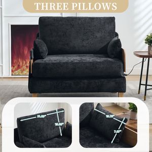 3-in-1 Convertible Mid for Century Modern Decor <b>Foldable</b> <b>Sofa</b> <b>Bed</b> Recliner for Small Spaces with Three Pillows - Product Image 6