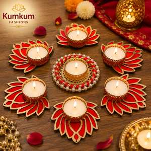 New Arrival Handmade Lotus Rangoli Tealight <b>Candle</b> Holder Set Metal Diwali Pooja Home Decor Wedding Return Gift Favors - Product Image 3