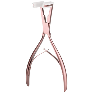 Pince professionnelle pour extensions de cheveux à bandes adhésives, couleur or rose, avec cadre métallique ergonomique, mâchoires en silicone souple, outil de pose à ressort lisse - Product Image 1