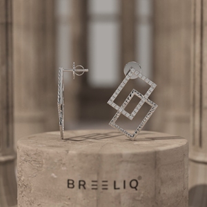 White Gold Geometric Diamond Earrings Elegant Interlocking Rectangle Studs Modern Luxury Jewelry Fine Gift for Women - Product Image 3