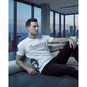 Legendary Men's White Short Sleeve O-Neck T-Shirt With Monkey Print Casual Style Regular Fit Jersey Knitted Cotton - Product Image 4
