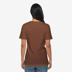 T-shirts vierges en coton 100% à col en V pour filles, personnalisables avec impression numérique et logo, pour femmes - Product Image 2