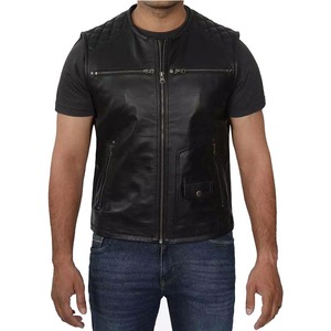 Chaleco de Cuero Genuino para Hombre, Estilo Personalizado OEM, Alta Calidad, para Exteriores, Cálido, Impermeable, en Diferentes Tallas, Color Sólido - Product Image 1