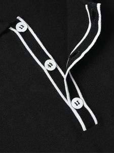 Polo de punto personalizable para hombre, manga corta, con ribete en contraste, bolsillo en el pecho, corte ajustado, proveedor al por mayor - Product Image 3