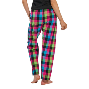 Women's Plus Size Blue Neon Buffalo Plaid Flannel Pajama Pants Soft Breathable Summer Loungewear Elastic Waist Hot Selling - Product Image 4