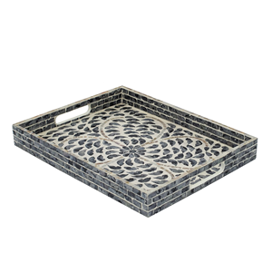 Juego al por mayor de 2 MOQ de bandeja de mosaico de madera rectangular con incrustaciones de nácar de Vietnam - Product Image 2