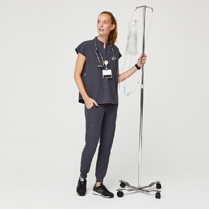Conjuntos de Uniformes Médicos de Moda en Gris Carbón, Estilo Jogger, Conjuntos de Uniformes para Mujer, Elegantes Uniformes de Enfermería - Product Image 3