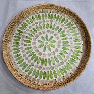 Bandejas DE SERVICIO DE MADERA clásicas ecológicas de moda 100% bambú Natural Hathai laca perla competitiva comida casera servicio elegante - Product Image 4