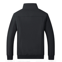 Blouson bomber pour homme à col montant, couleur unie, fermeture boutonnée recouverte, doublure en polyester/fibre de bambou, logo personnalisé, coupe-vent