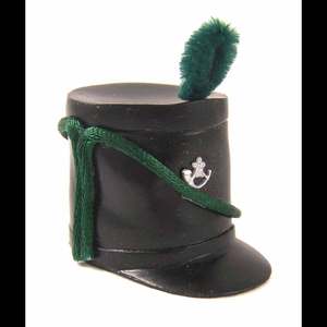 Chapeaux Shako de fanfare britanniques napoléoniens imperméables de haute qualité, en cuir de vachette, avec plume verte - Product Image 2