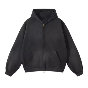 <b>Pink</b> Oversized Zip-Up Hoodie Unisex Casual Fleece <b>Sweatshirt</b> Solid Color Autumn Wear - Product Image 6