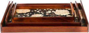 Plateau de service en MDF artisanal haut de gamme, forme rectangulaire moderne et élégante, motif floral coloré, idéal pour les goûters et la maison - Product Image 2
