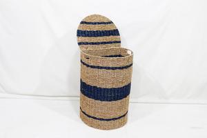 Cesta de Almacenamiento Multifuncional Ecológica de Seagrass a Rayas, Organizador de Ropa Tejido a Mano, Cesto Semicircular para Decoración del Hogar - Product Image 5