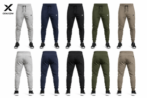 Pantalon de jogging athlétique et fuselé noir en molleton pour homme X Sports City avec logo personnalisé, design minimaliste, respirant, coupe régulière, idéal pour l'automne - Product Image 2
